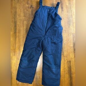 London Fog Navy Snow Bibs Boys 7 | Insulated Overalls, Zip Front, Cargo Pockets
